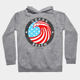 Cocoa Beach, FL Summertime Patriotic 4th Pride Surfing Hoodie